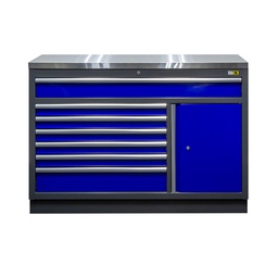 [GC13L7S] Bottom cabinet wide 7 drawers and 1 door with stainless steel worktop