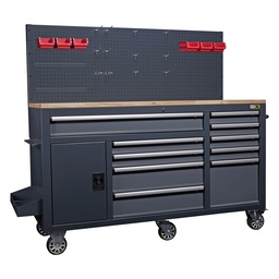 [WBG02M] Tool trolley with back wall solid wood worktop